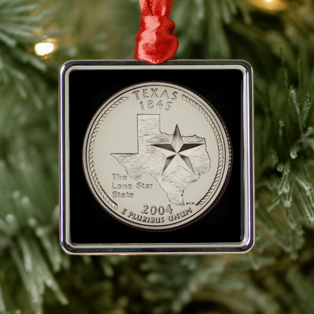 Tinted Texas Staat Quarter Ornament Aus Metall (Baum)