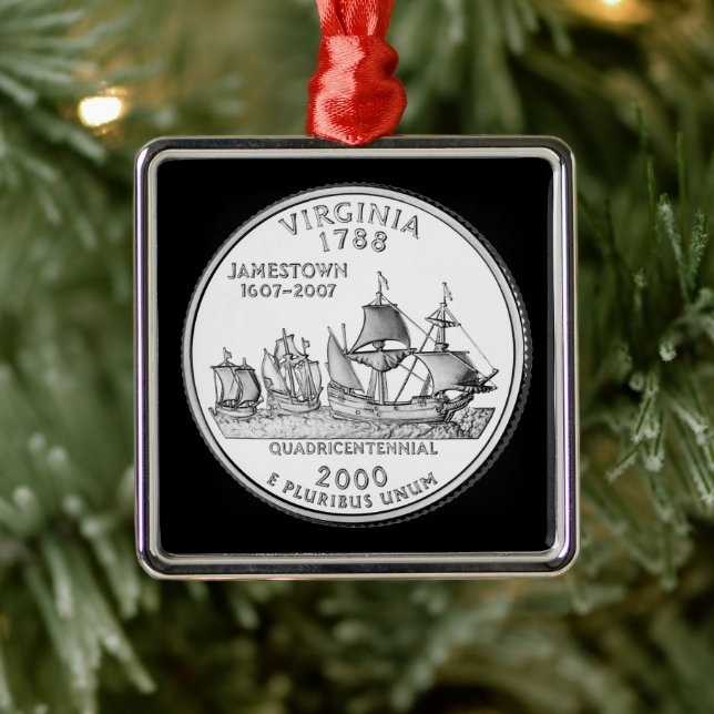 Tinted Virginia Staat Quarter Ornament Aus Metall (Baum)