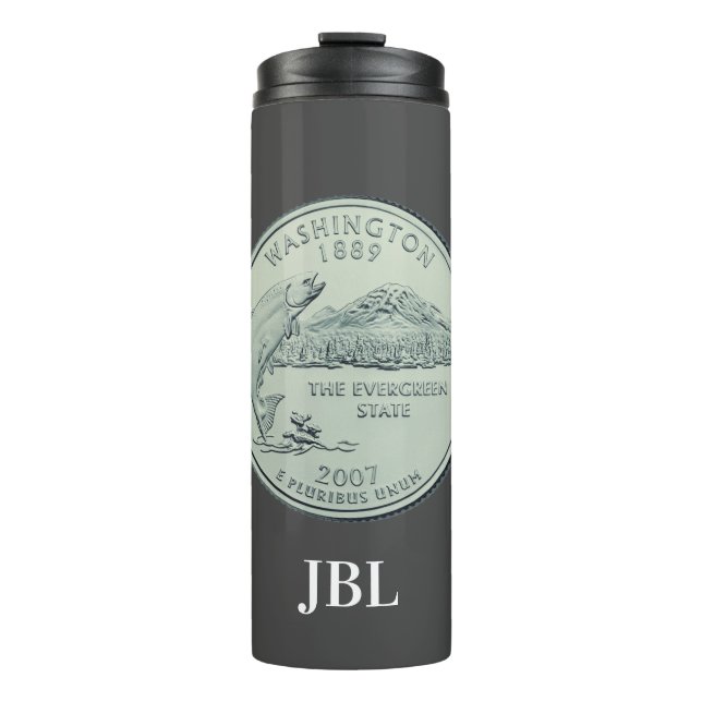 Tinted Washington Staat Quarter Design Monogram Thermosbecher (Vorderseite)