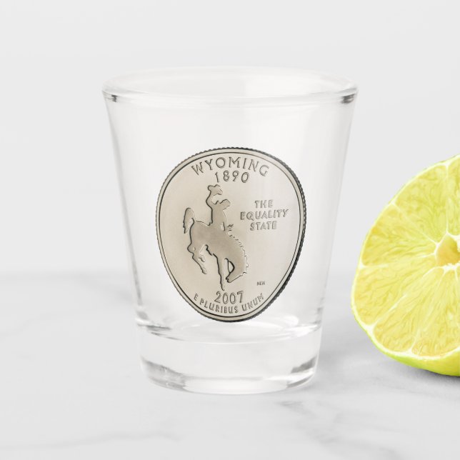 Tinted Wyoming Staat Quarter Design Schnapsglas (Vorderseite)