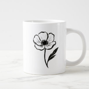 Tinten-Anemone Minimalistische Blumen-Pinselstrich Jumbo-Tasse