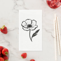 Tinten-Anemone Minimalistische Blumen-Pinselstrich
