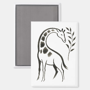 Tinten-Giraffe – Grazievolle Naturillustration auf Magnet
