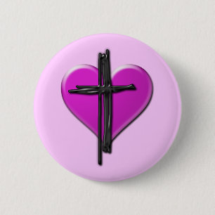 Tinten-Herz u. Kreuz-Knopf Button