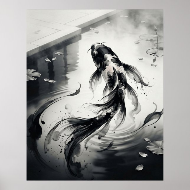 Tinten-Koi-Pinsel-Teich Poster (Vorne)