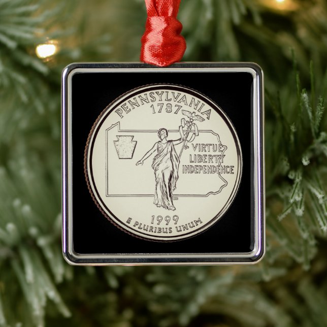 Tinten Pennsylvania Staat Quarter Ornament Aus Metall (Baum)