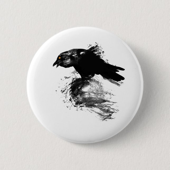 Tinten-Rabe Button (Vorderseite)
