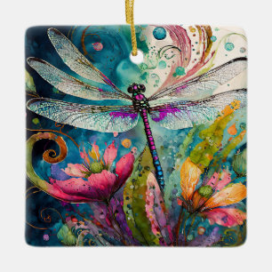 Tinten und Feder Wasserfarben Libelle Keramikornament