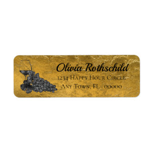 Tinten-Wein-Glas-Trauben-Goldhintergrund