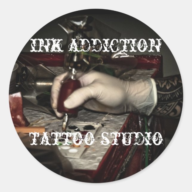 Tintenaufnahme Tattoo Studio Runder Aufkleber (Vorderseite)