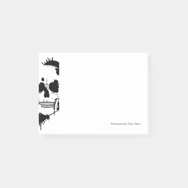 Tintenblöcke, die eine SchädelSilhouette erstellen Post-it Klebezettel (Vorderseite)