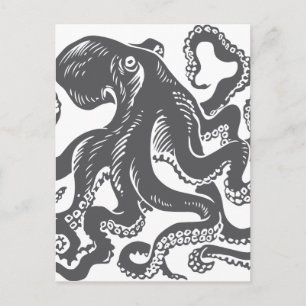 Tintenfisch 1 schwarz postkarte