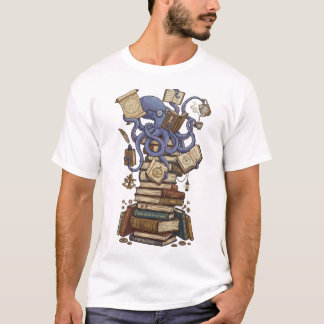 Tintenfisch-Bibliothekar über Büchern T-Shirt