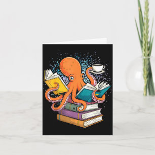 Tintenfisch Buch lesender Leser Ozean lustig  Karte