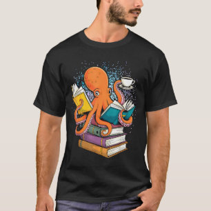 Tintenfisch Buch lesender Leser Ozean lustig T-Shirt