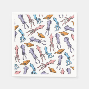 Tintenfisch Cartoon Muster Serviette