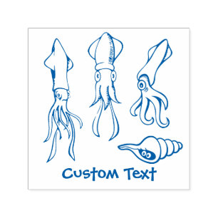 Tintenfisch Cartoon Permastempel