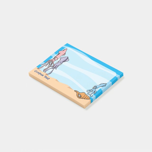 Tintenfisch Cartoon Post-it Klebezettel (angewinkelt)