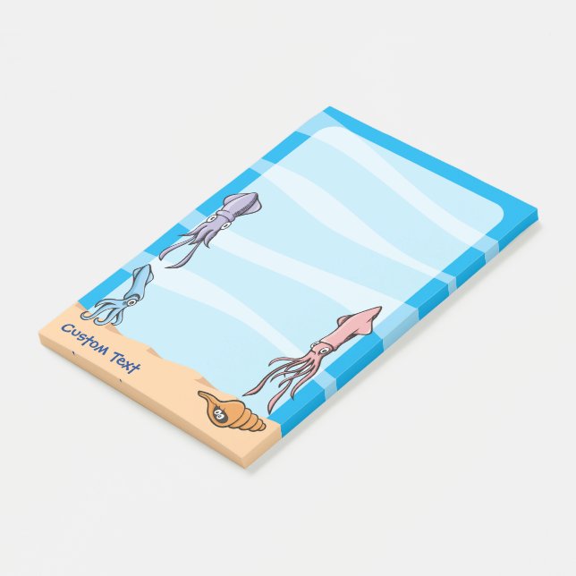 Tintenfisch Cartoon Post-it Klebezettel (angewinkelt)