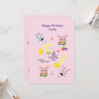 Tintenfisch-Cupcake-Happy-Birthday-Einladung Einladung