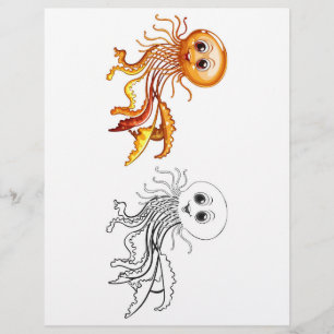 Tintenfisch-Farbseite für niedlichen Cartoon Flyer