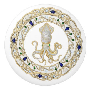 Tintenfisch Gold Kristall Ozean Meer 2D Grafik Ede Keramikknauf