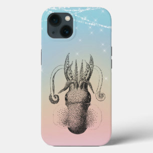 Tintenfisch-Illustration auf Regenbogen-Pastell mi Case-Mate iPhone Hülle