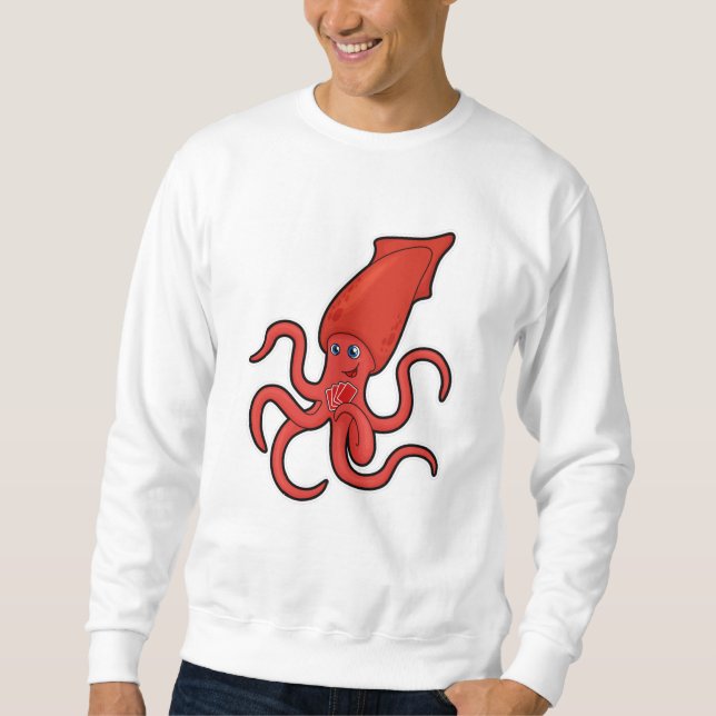 Tintenfisch im Poker mit Poker-Karten Sweatshirt (Vorderseite)