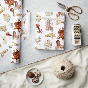 Tintenfisch im Wasserfarben-Stil Oktopus Meerestie Geschenkpapier