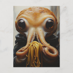 Tintenfisch isst Spaghetti Postkarte