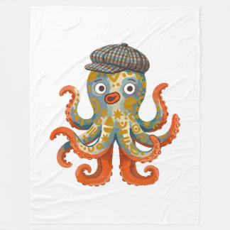 Tintenfisch-Kappen-Decke – Senfgelb Folk Art Fleecedecke