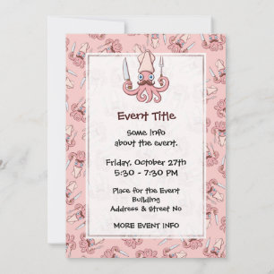 Tintenfisch Koch Cartoon Einladung