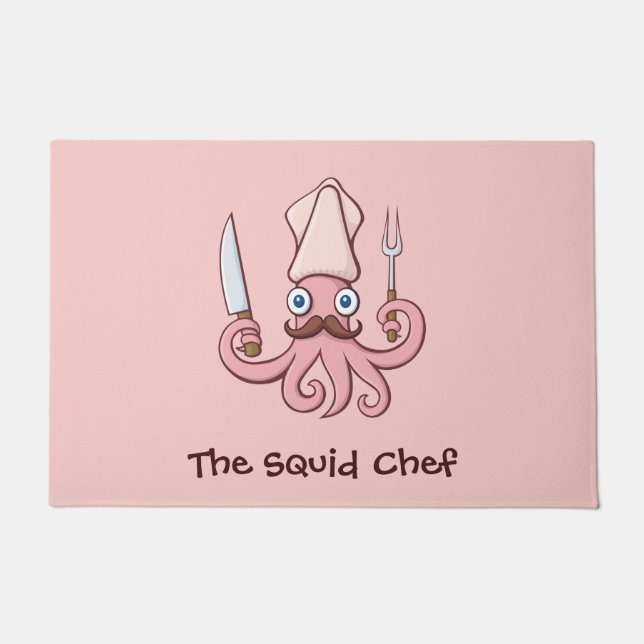 Tintenfisch Koch Cartoon Fußmatte (Vorderseite)