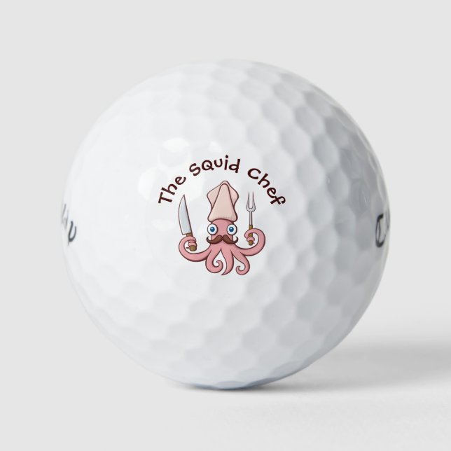 Tintenfisch Koch Cartoon Golfball (Vorderseite)