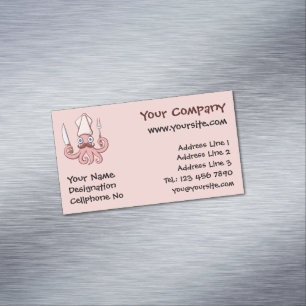 Tintenfisch Koch Cartoon Magnetische Visitenkarte