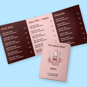 Tintenfisch Koch Cartoon Menü