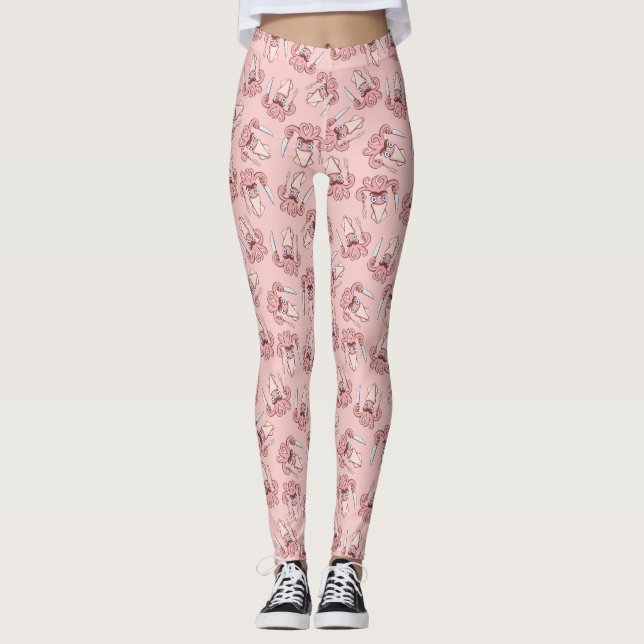 Tintenfisch Koch Cartoon Muster Leggings (Vorderseite)