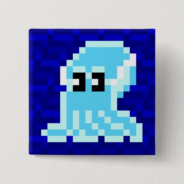 Tintenfisch-Kohlenkübeln-blaues Button (Vorderseite)