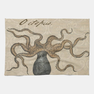 Tintenfisch Kraken Antik Küsten Meeresfauna Handtuch