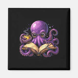 Tintenfisch liest Buch Kaffeeliebhaber bücherverna Magnet