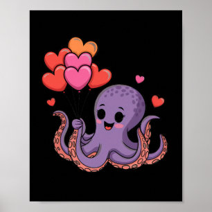 Tintenfisch mit Herz Lloons Valentinstag Poster
