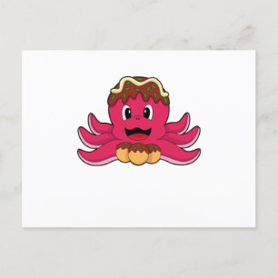 Tintenfisch mit Kuchen Postkarte