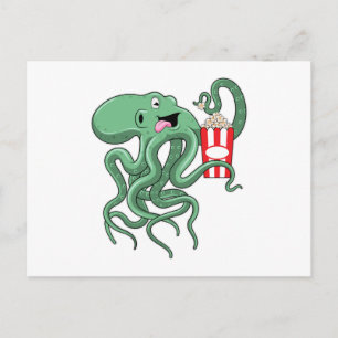 Tintenfisch mit Popcorn Postkarte