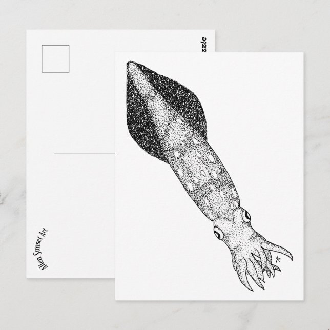 Tintenfisch Postkarte (Vorne/Hinten)