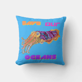 Tintenfisch Rette unsere Ozeane Kissen
