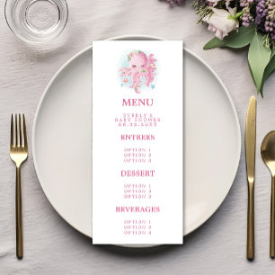 Tintenfisch Rosa Aquarell Mädchen Baby Shower Menükarte