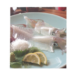 Tintenfisch-Sashimi Japanisches Mahlzeit Mittagess Notizblock