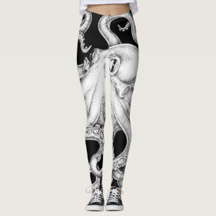 Tintenfisch Schwarz-Weiß Leggings