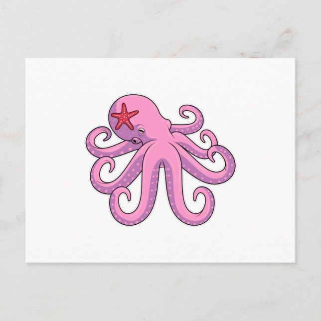 Tintenfisch Seestern Postkarte (Vorderseite)