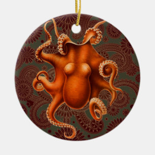 Tintenfisch Seeungeheuer Kreatur Cephalapod Vintag Keramik Ornament